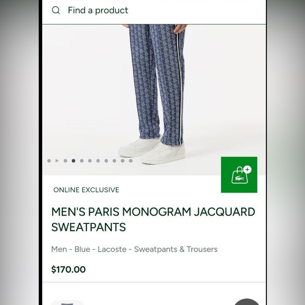 Men’s Lacoste sweatpants monogram NWT
